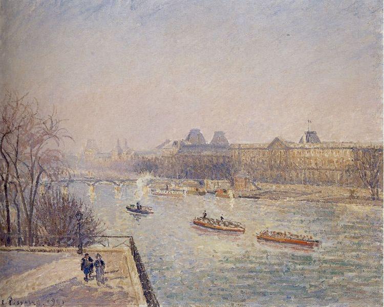 Camille Pissarro Morning, Winter Sunshine, Frost, the Pont-Neuf, the Seine, the Louvre, Soleil D'hiver France oil painting art